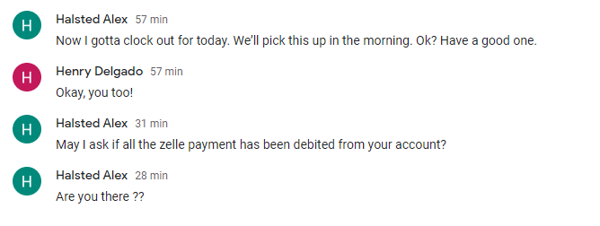 Job scam recruiter is worried that the money has not been received yet.